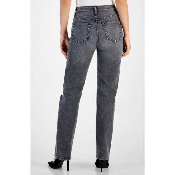 I.n.c. Concepts Women's Distressed High-Rise Straight-Leg Jeans core denim 8/29 - Picture 3 of 16